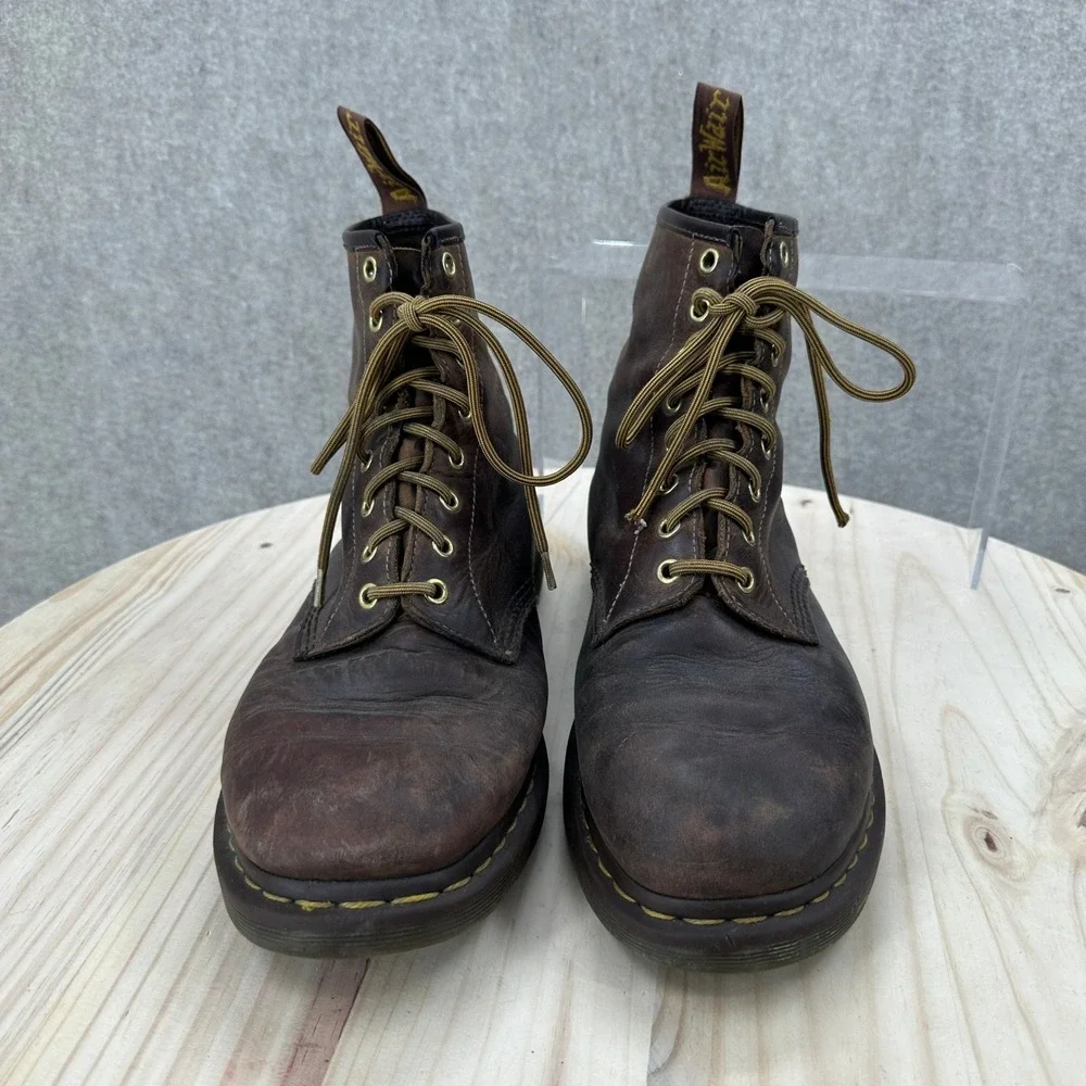 Dr. Martens 1460 Crazy Horse Leather Boots Mens 11 Brown Distressed 8-Eye
